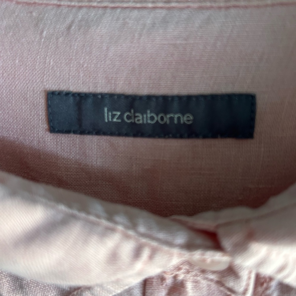 Liz Claiborne pink linen camp shirt XL Blouse